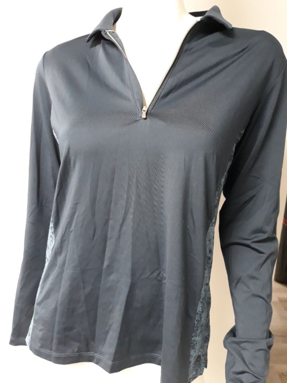 Dunning Women's Golf Leisure Quarter Zip Pull Over Shirt Long Sleeve Navy Size M